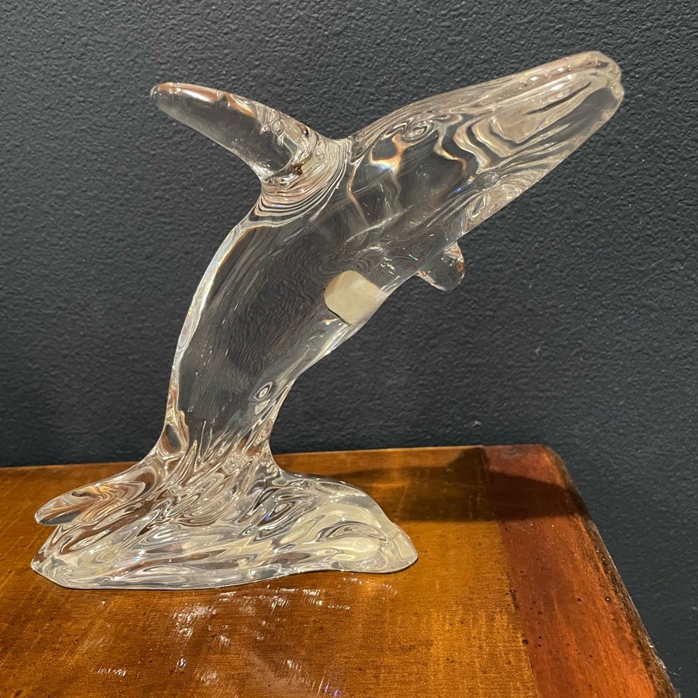 Clear Glass Whale Figurine - Decorative Home Accent